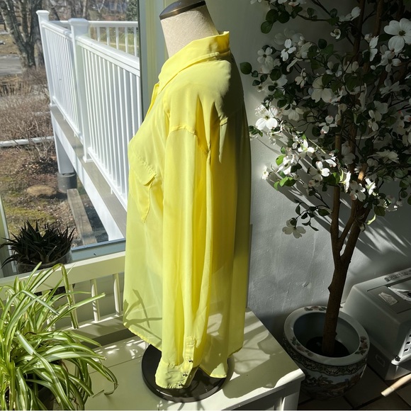 Guess Sheer Button Down Blouse with Studded Buttons, Size L - Picture 3 of 16